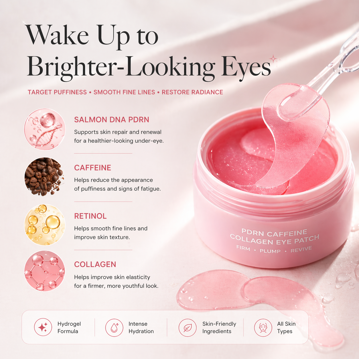 Korean PDRN Pink Caffeine Collagen Eye Patch